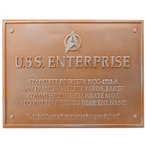 Placa dedicata navei spatiale U.S.S. Enterprise NCC-1701-A