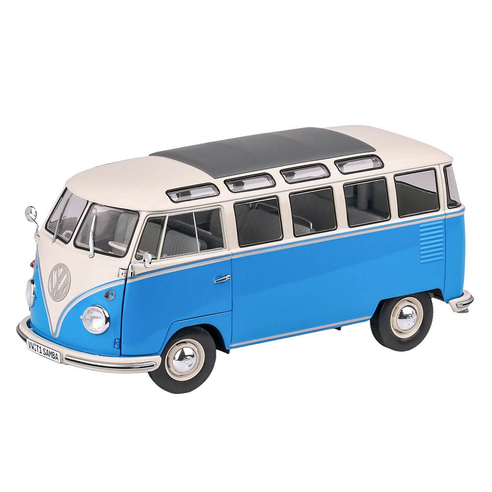 Machetă Volkswagen T1 Samba 1:18 Solido – Diecast 1962 Alb-Albastru