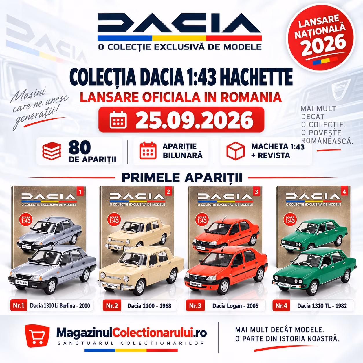 Colectia Dacia 1:43 Hachette 2026 - Lansare Oficiala si Modele