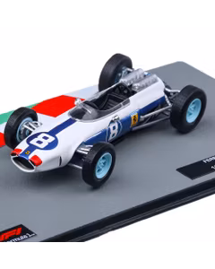 Macheta monopost Ferrari 512 F1 #8 Lorenzo Bandini 1964 alb cu albastru 1:43