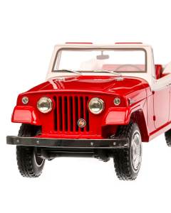 Jeep Jeepster Commando Convertible 1970, macheta auto, scara 1:18, rosu cu alb, BoS-Models