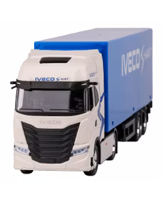 Macheta camion Iveco S-Way 570 Truck Cassonato 2021 Blue Silver 1:43 Burago