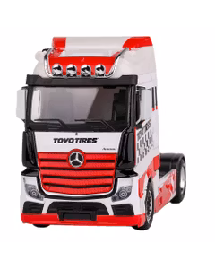 Macheta cap tractor Mercedes-Benz Actros Gigaspace  alb cu rosu 1-43