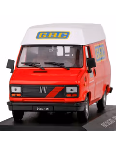 Macheta Fiat Ducato Van GBC Electronics 1983 Rosu cu Alb - Scara 1:43 - Magazine Models - Resigilat