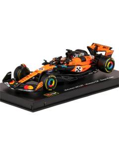 Macheta Formula 1 McLaren MCL39 Team McLaren No.81 3rd Monaco GP 2025 Oscar Piastri Orange Black cu Pilot si Vitrina 1:43 Burago