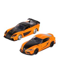 Macheta Auto Han's Mazda RX7 si Toyota GR Supra Fast and Furious Twin Pack 1-32 Orange Black Jada Toys