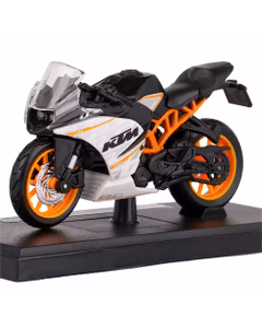 Macheta moto KTM RC390 2017 alb cu portocaliu si negru 1:18