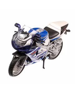 Macheta motocicleta Suzuki GSX-R750 2008  alb cu albastru 1:18