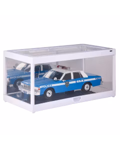 Vitrina alba LED cu oglinda pentru expunere machete 1:18