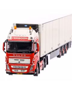 Volvo FH04 Globetrotter 2012, macheta camion cu semiremorca frigorifica, scara 1:50, rosu cu alb, Tekno