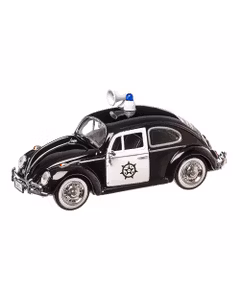 Macheta autospeciala Volkswagen Beetle Police 1966 alb cu negru 1:24