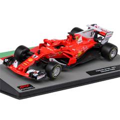 Macheta Ferrari SF70H #5 Sebastian Vettel – F1 2017 – scara 1:43 cu vitrina - vedere 3/4 stanga fata