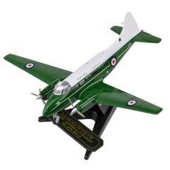 Macheta avion De Havilland Dove Sea Devon - 781 Squadron RNAS Admiral's Barge - scara 1:72, Oxford Diecast - vedere 3/4 stanga fata pe suport