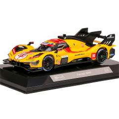 Macheta Ferrari 499P Team AF Corse No.83 Winner 24h Le Mans 2025 Robert Kubica Phil Hanson Yifei Ye Yellow Red 1:43 Burago cu vitrina