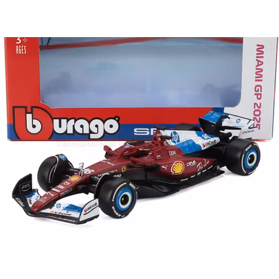 Macheta Formula 1 Ferrari SF-25 Team Scuderia Ferrari HP No.16 Season 2025 Charles Leclerc 1:43 Burago - vedere 3/4 stanga fata