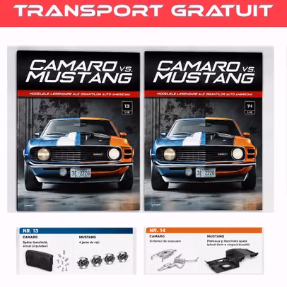 Abonament Camaro vs Mustang Nr 13 14 colectie construibila 1:18 jante Mustang si evacuare Camaro