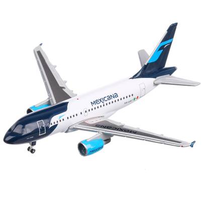 Airbus A318 Mexicana de Aviacion 2005, macheta avion scara 1:500, alb cu albastru, Herpa