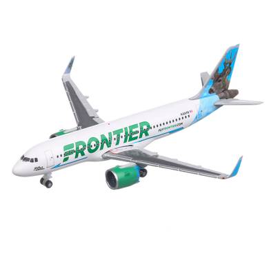 Airbus A320neo Frontier Airlines 2014, macheta avion scara 1:500, alb cu albastru, Herpa