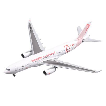 Airbus A330-200 Tunisair 1999, macheta avion scara 1:500, alb cu rosu, Herpa