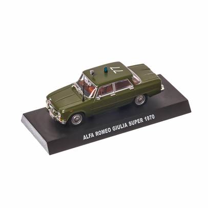 Alfa Romeo Giulia Super Carabinieri 1970, macheta auto scara 1:43, verde inchis, blister de plastic, Magazine models