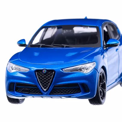 Macheta auto Alfa Romeo Stelvio 2017, scara 1:24, albastru metalizat, Bburago