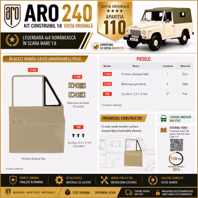 ARO 240 Nr.110 Editia Originala portiera dreapta fata balamale compatibil Hachette 1:8