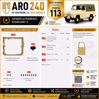 ARO 240 Nr.113 Editia Originala cadru interior si maner portiera stanga fata compatibil Hachette 1:8