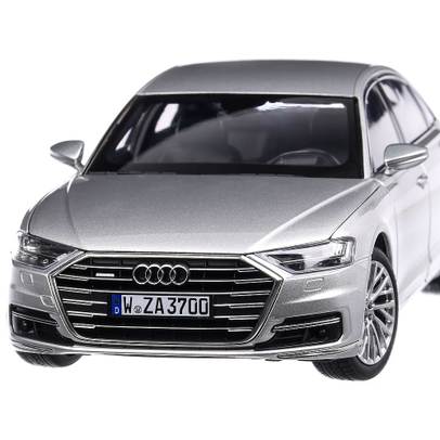 Audi A8 L 2018, macheta auto, scara 1:18, argintiu, Norev