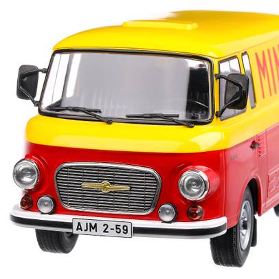 Barkas B 1000 Box Wagon 1970, macheta auto scara 1:18, rosu cu galben, MCG