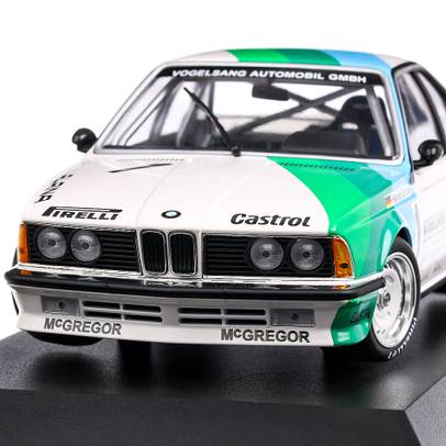 BMW 635 CSI Vogelsang Automobile GMBH #1 Harald Grohns Winner Bergischer Lowe Zolder 1984, macheta auto, scara 1:18, alb cu verde, Minichamps