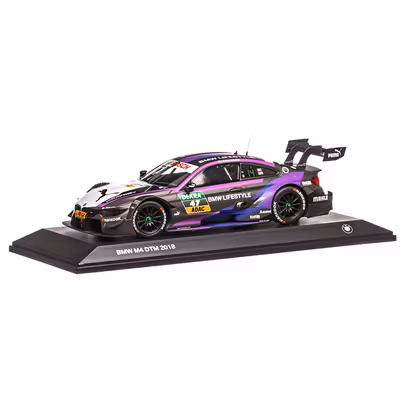 BMW M4 DTM #47 Joel Eriksson 2018, macheta auto, scara 1:18, gri cu alb si violet, Dealer BMW-2