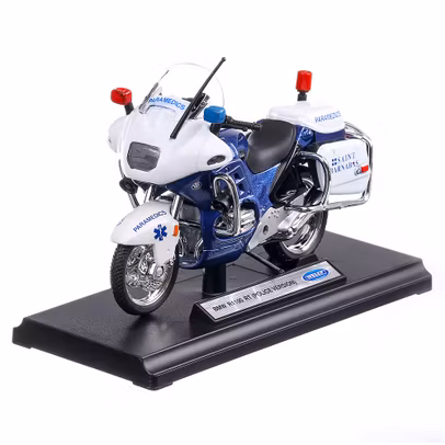 BMW R1100 RT Politie, macheta motocicleta, scara 1:18, alb, Welly-2
