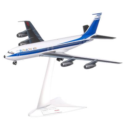 Boeing 707-400 El Al Shehecheyanu 1962, macheta avion scara 1:200, alb cu albastru, Herpa