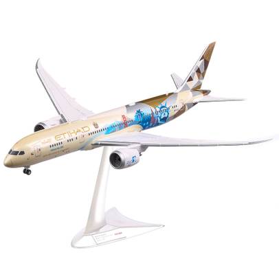 Boeing 787-9 D Etihad 2019, macheta avion scara 1:200, alb cu albastru, Herpa