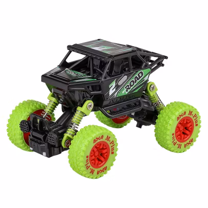 Buggy Off-Road Negru-Verde cu Sunet, Lumina si Pull-Back, 14 cm, metal si plastic