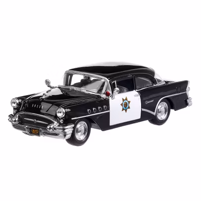 Buick Century Highway Patrol 1955, macheta auto scara1:24, negru cu alb, Maisto-2