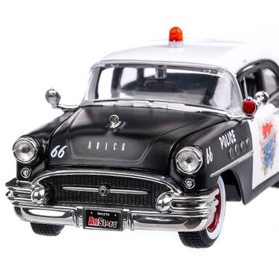 Buick Century Police 1955, macheta 1:26, negru cu alb, Maisto