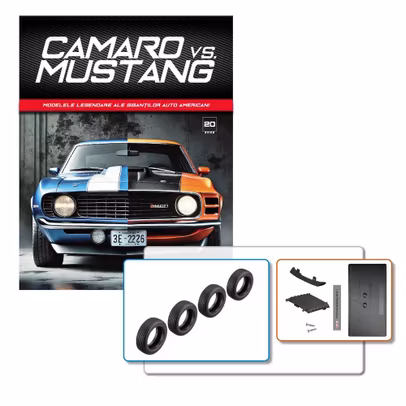 Camaro vs Mustang Nr.20 kit construibil 1:18 anvelope Camaro si postament Ford Mustang Mach 1