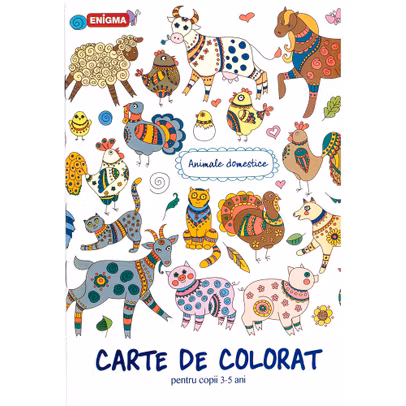 Carte de colorat pentru copii 3-5 ani - Animale Domestice