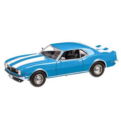 Chevrolet Camaro Z28 1968, macheta auto, scara 1:24, albastru cu dungi albe, Welly