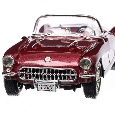 Chevrolet Corvette 1957, macheta auto scara 1:24, visiniu metalizat, Lucky diecast