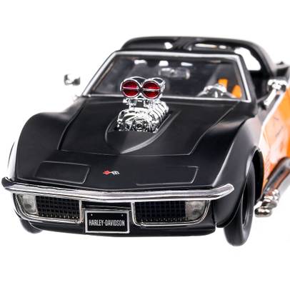 Chevrolet Corvette Harley-Davidson 1970, macheta auto scara 1:24, negru cu portocaliu, Maisto