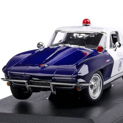 Chevrolet Corvette Police 1965, macheta autospeciala scara 1:18, bleu, Maisto