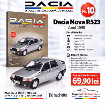 Colectia Dacia Nr.10 Dacia Nova R523 1995 gri macheta 1:43 Hachette