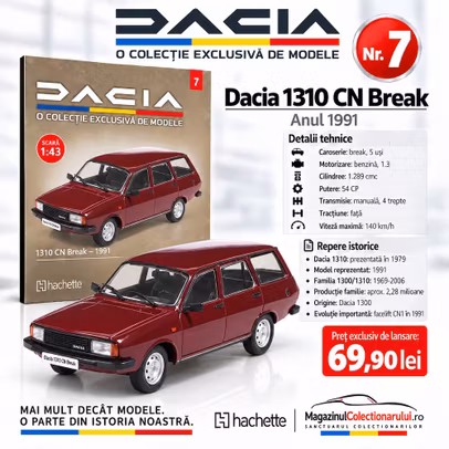 Dacia 1310 CN Break 1991 visiniu - Colectia Dacia Nr.7 - macheta 1:43 Hachette - prezentare