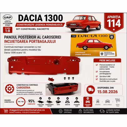 Dacia 1300 Nr.114 macheta 1:8 Hachette panou posterior caroserie si incuietoare portbagaj