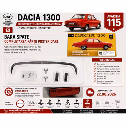 Dacia 1300 Nr.115 macheta 1:8 Hachette bara spate suporturi si tampoane bara - prezentare