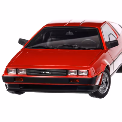 DeLorean DMC-12 1983, macheta auto, scara 1:18, rosu metalizat, AutoArt
