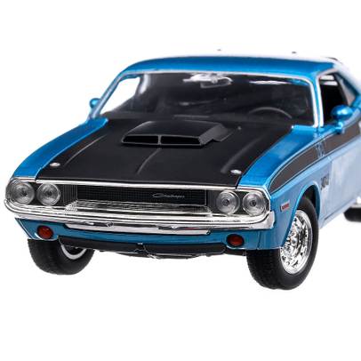 Dodge Challenger T-A 1970, macheta auto scara 1:24, bleu, Welly