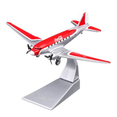 Douglas DC-3 Coca-Cola, macheta avion, scara 1:144, rosu cu gri, Corgi